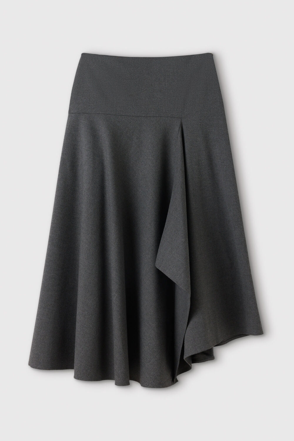 Petite Draped Asymmetric Midi Skirt