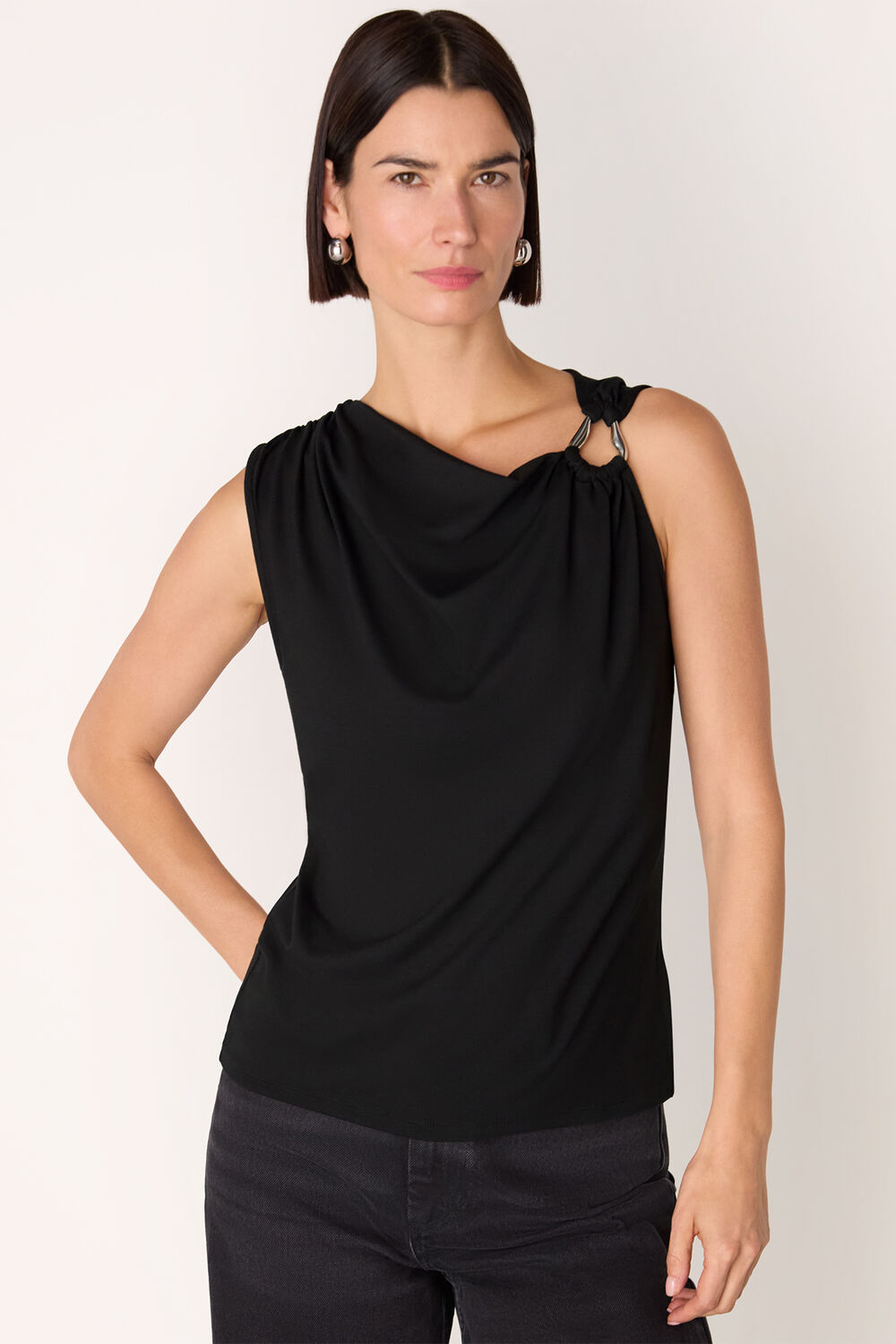 Black Ring Detail Sleeveless Top