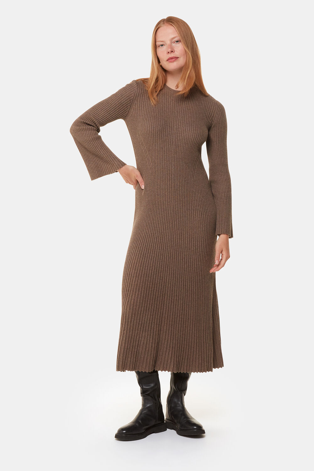 Taupe Willow Ribbed Sweater Dress