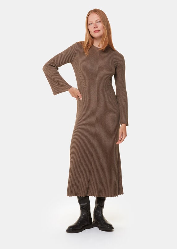 Taupe Willow Ribbed Sweater Dress