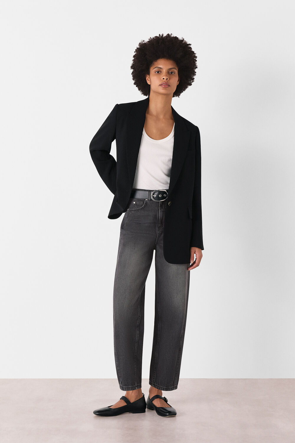 Grey Authentic Barrel Leg Jean
