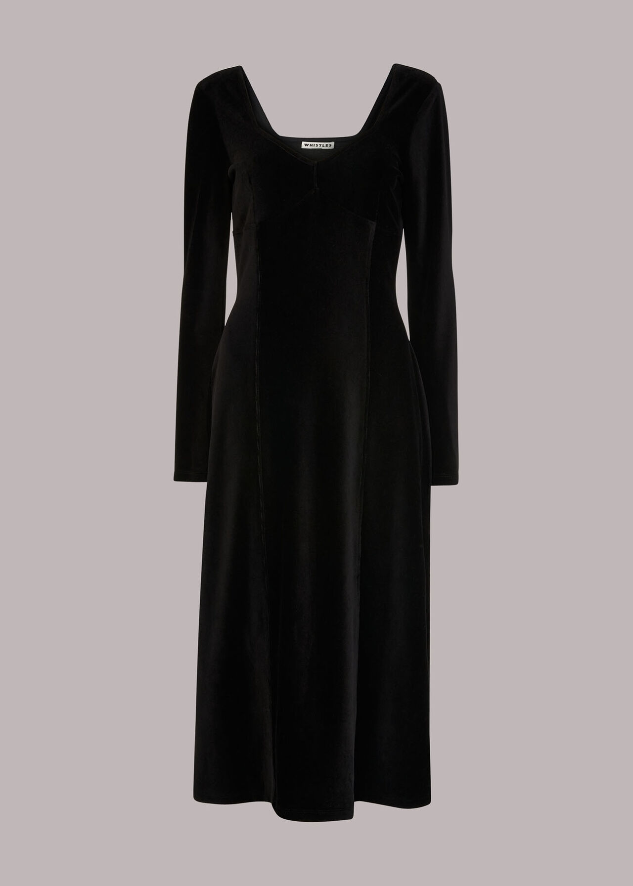 Black Cord Velvet Bust Detail Dress | WHISTLES