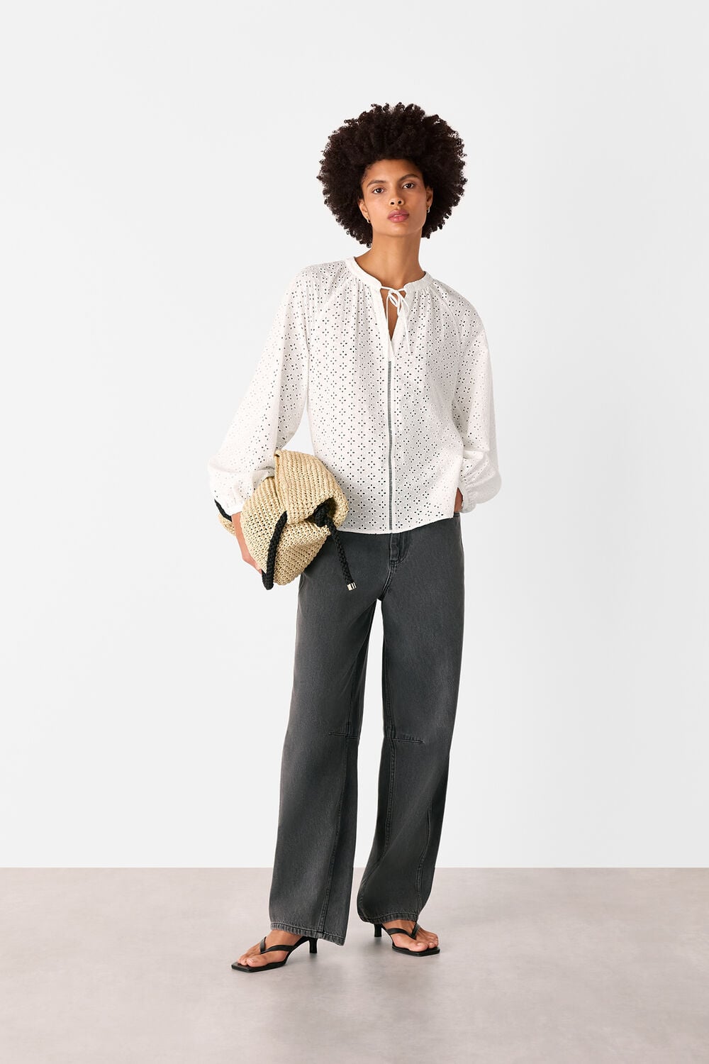 Broderie V Neck Blouse