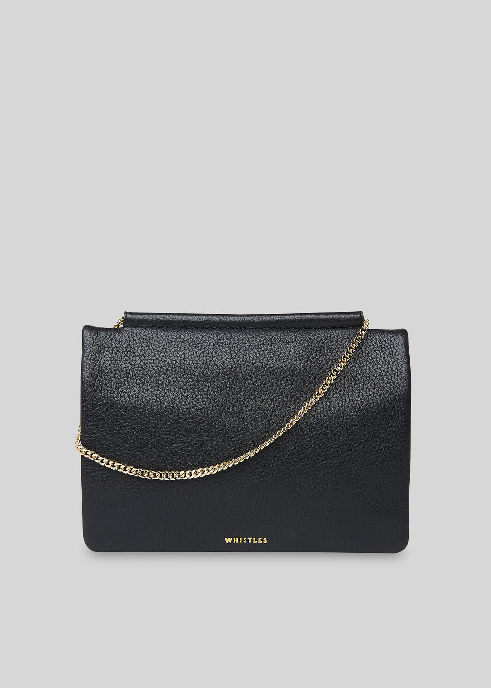 Nala Chain Foldover Clutch Black
