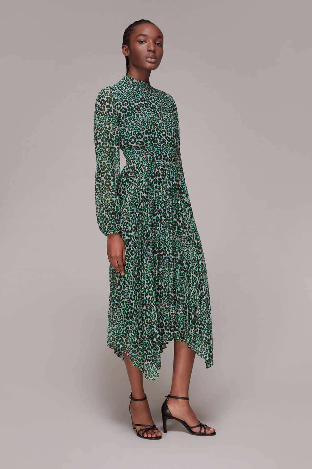 Multicolour Petal Animal Pleated Dress