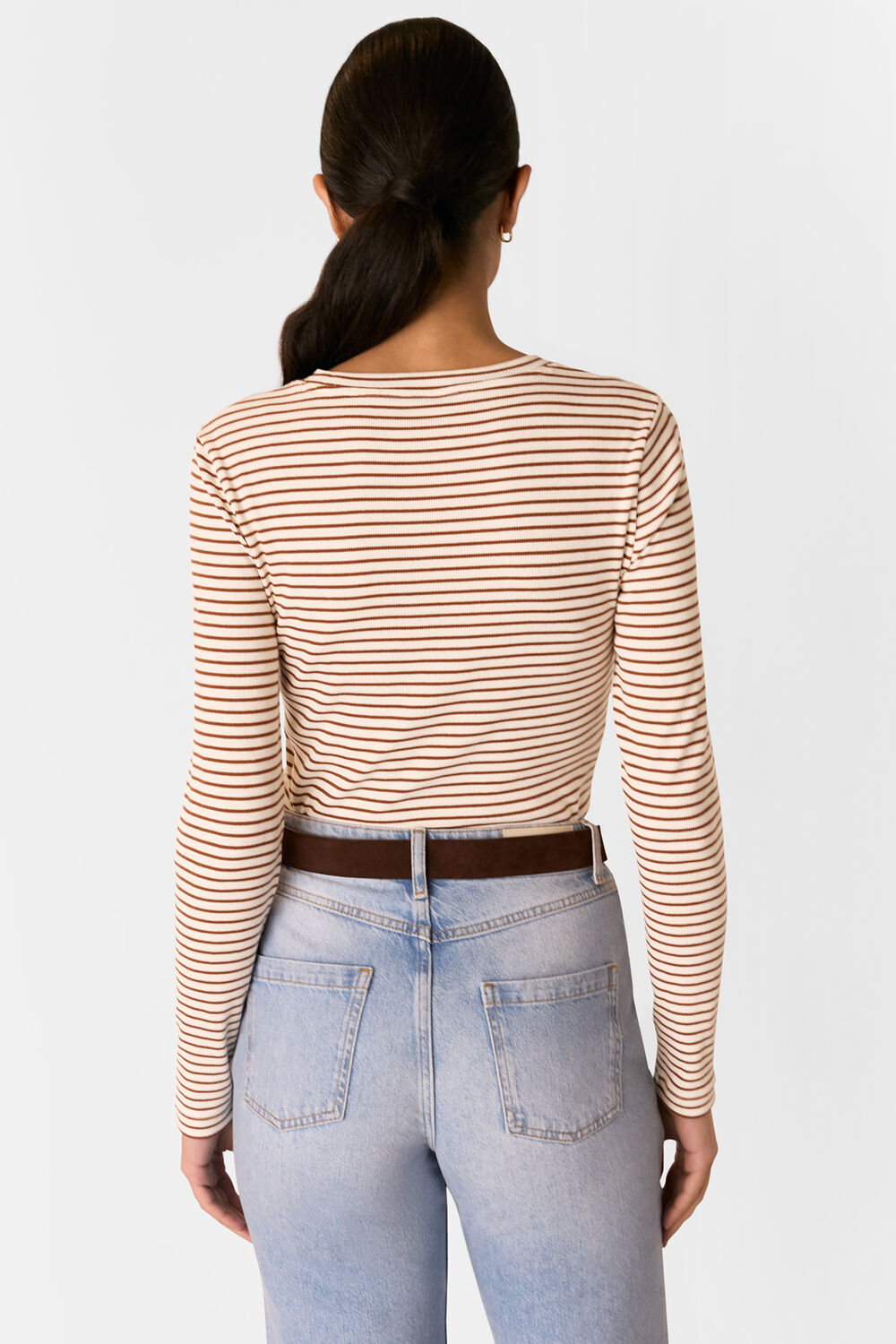 Stripe Crew Neck Jersey Top