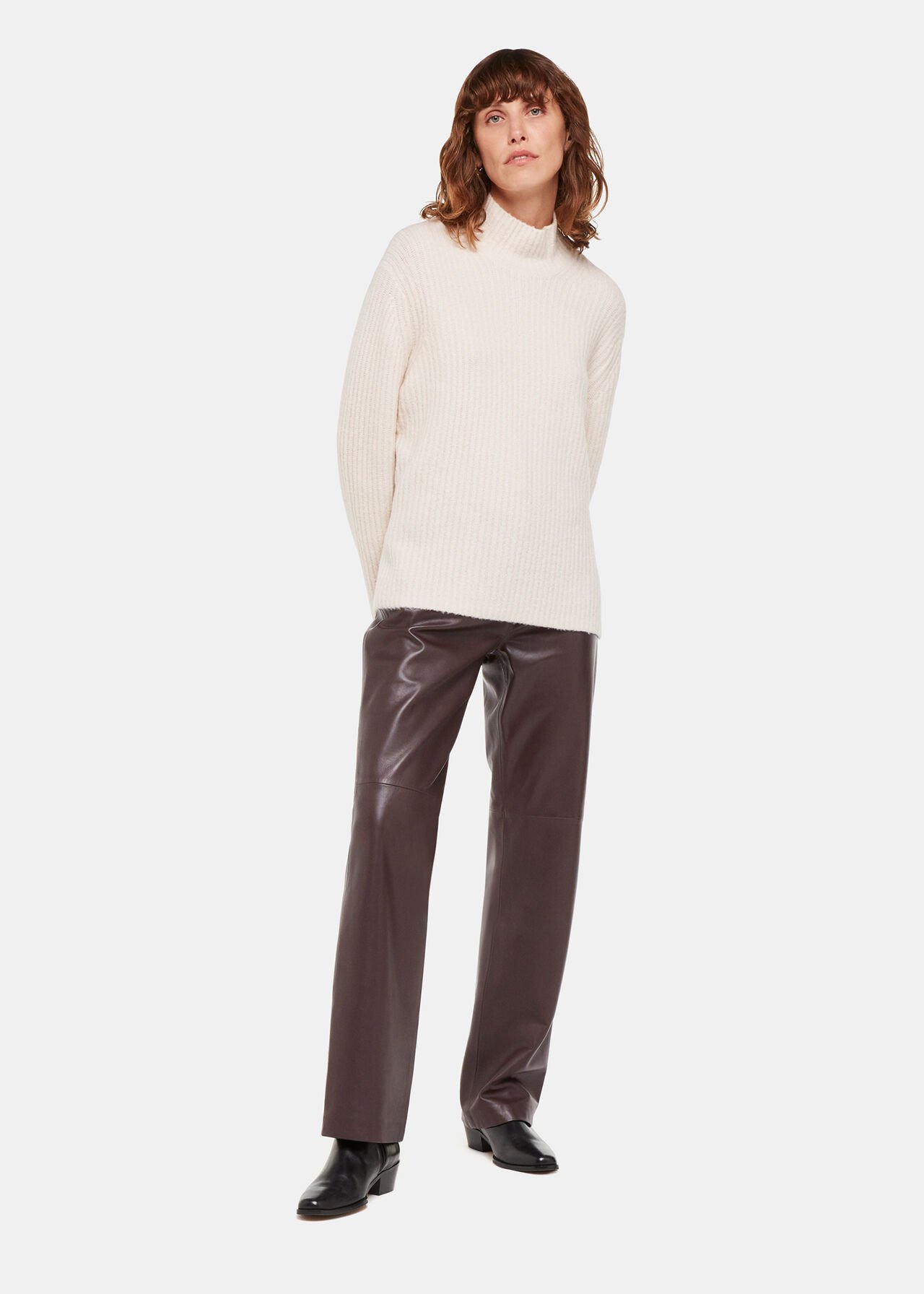 Flat Front Leather Trousers