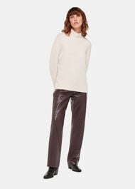 Flat Front Leather Trousers
