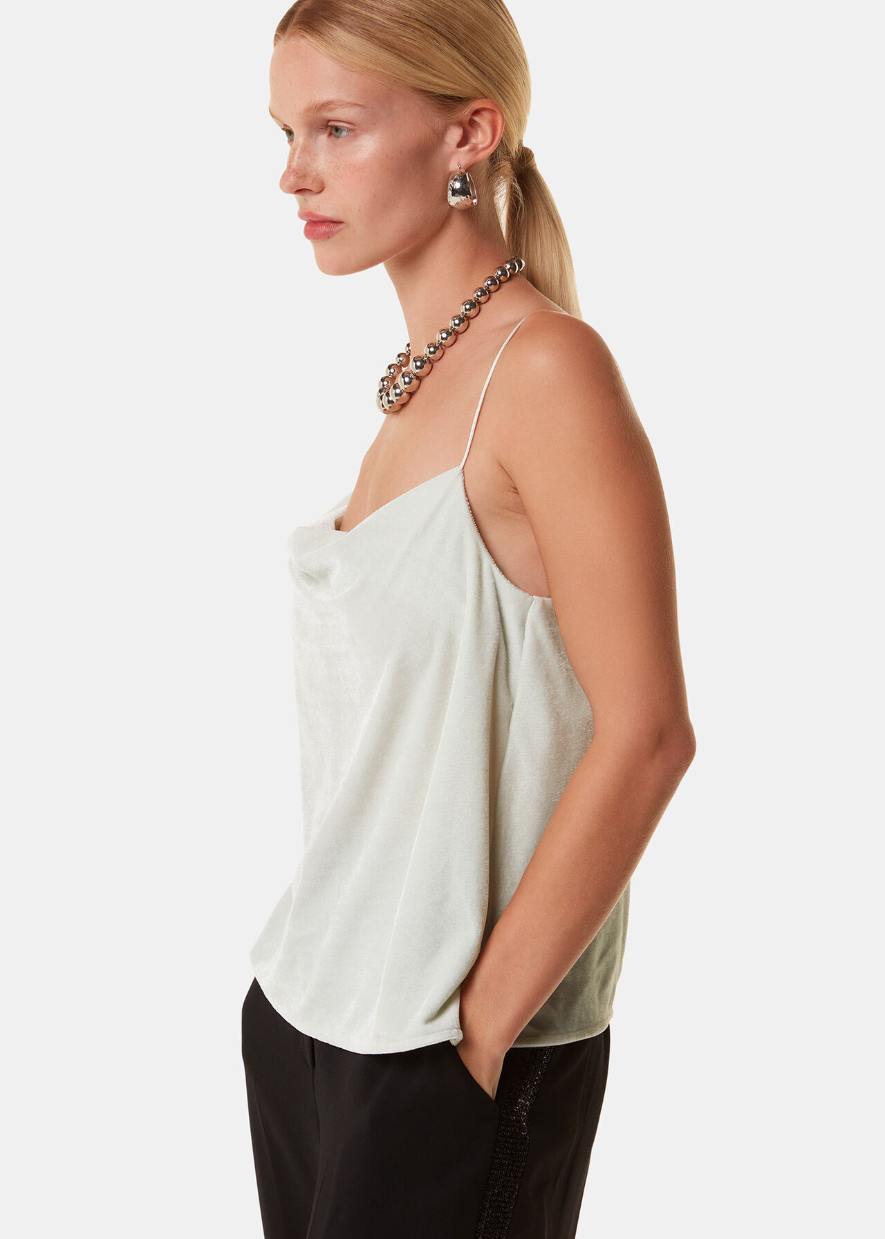Velvet Cowl Neck Cami Top