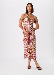 Orchid Print Scarf Midi Dress