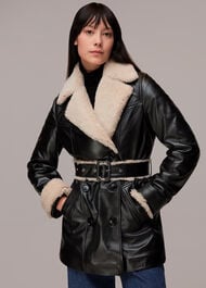 Maya Leather Belted Coat