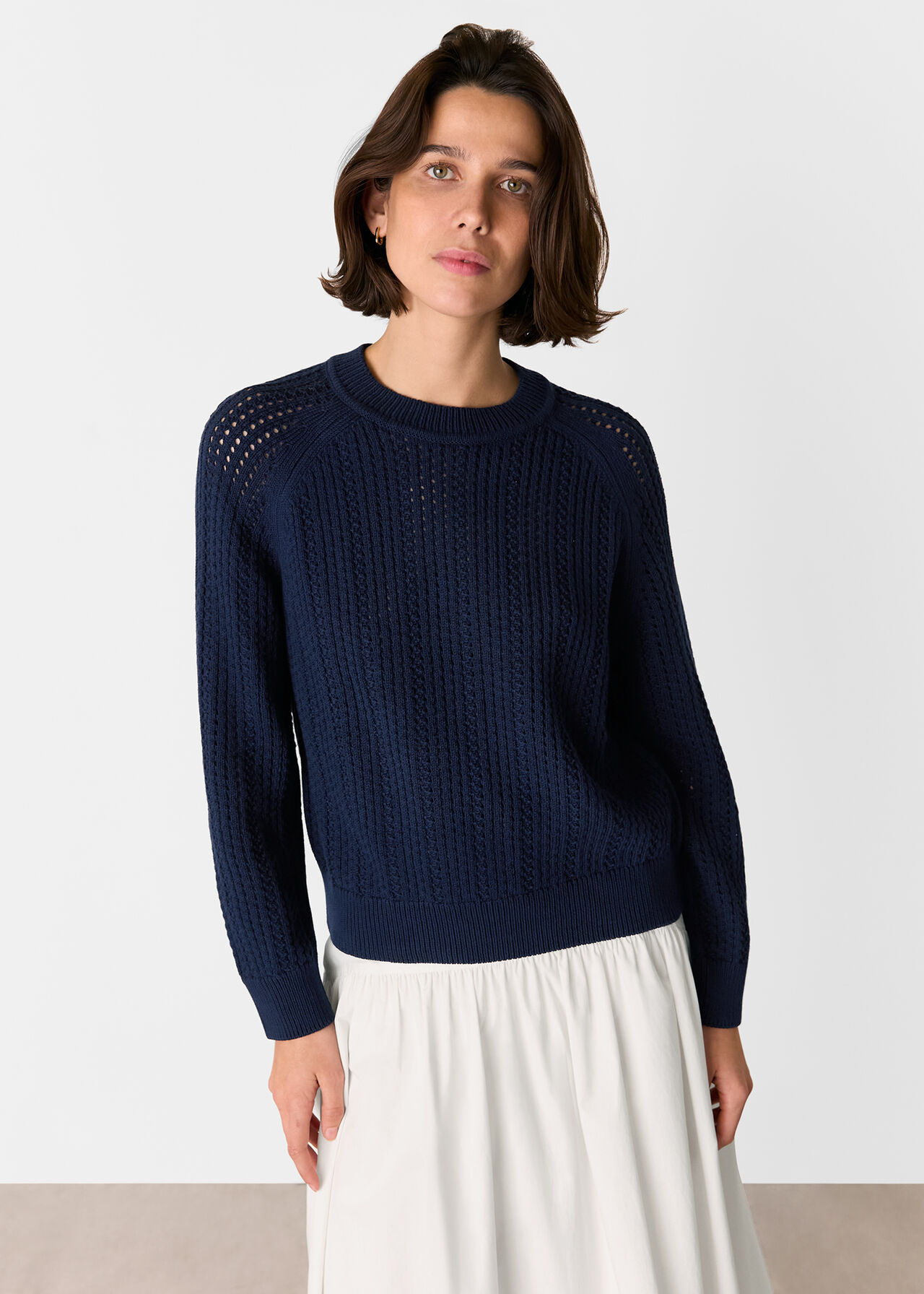 Pointelle Crew Neck Knit