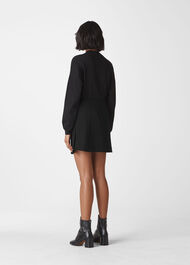 Button Detail Crepe Skirt Black