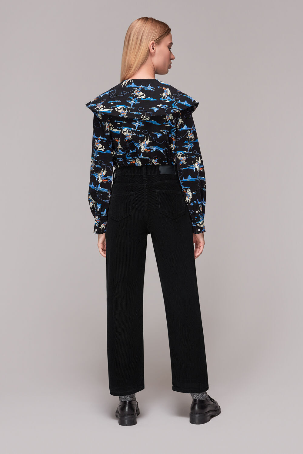 Black Hollie Button Front Cord Jean