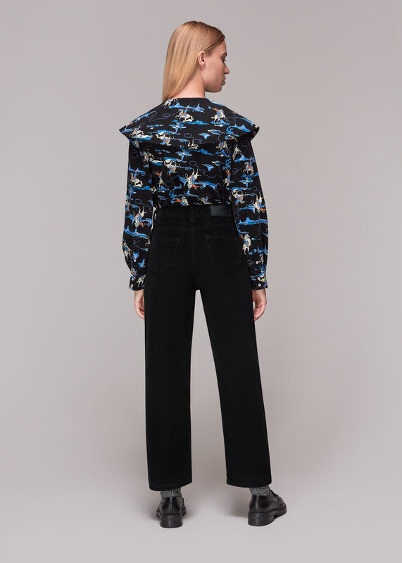 Black Hollie Button Front Cord Jean