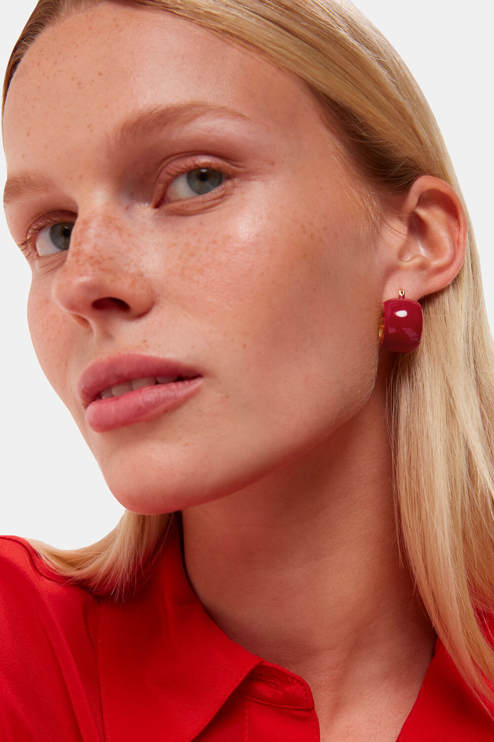 Red Enamel Wide Hoop