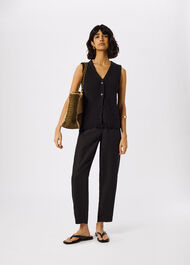 Petite Linen Barrel Leg Trouser