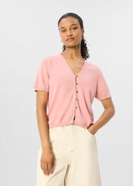 Short Sleeve Button Front Knit