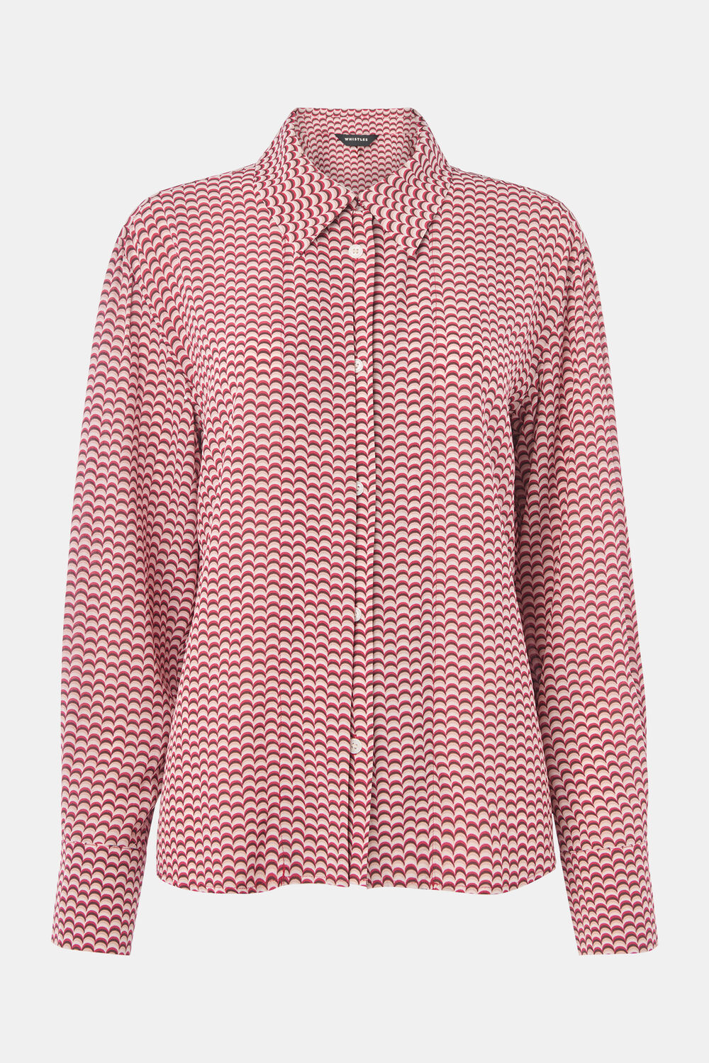 Red Geo Print Pleat Detail Shirt