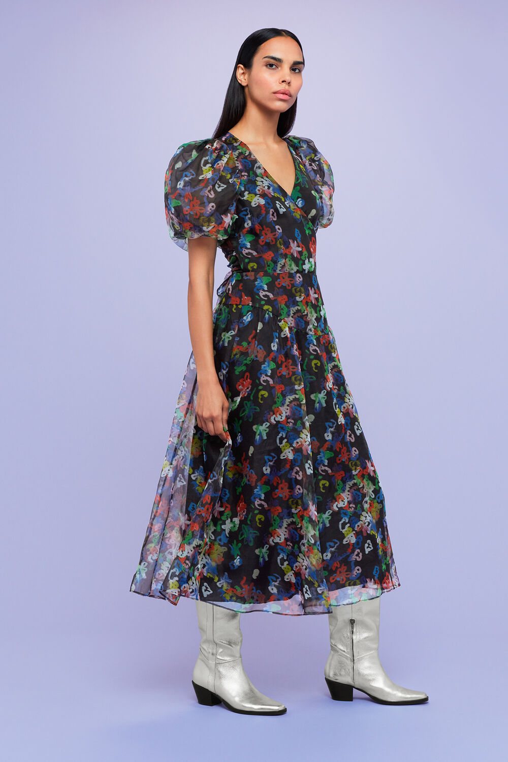 Scribble Organza Silk Dress