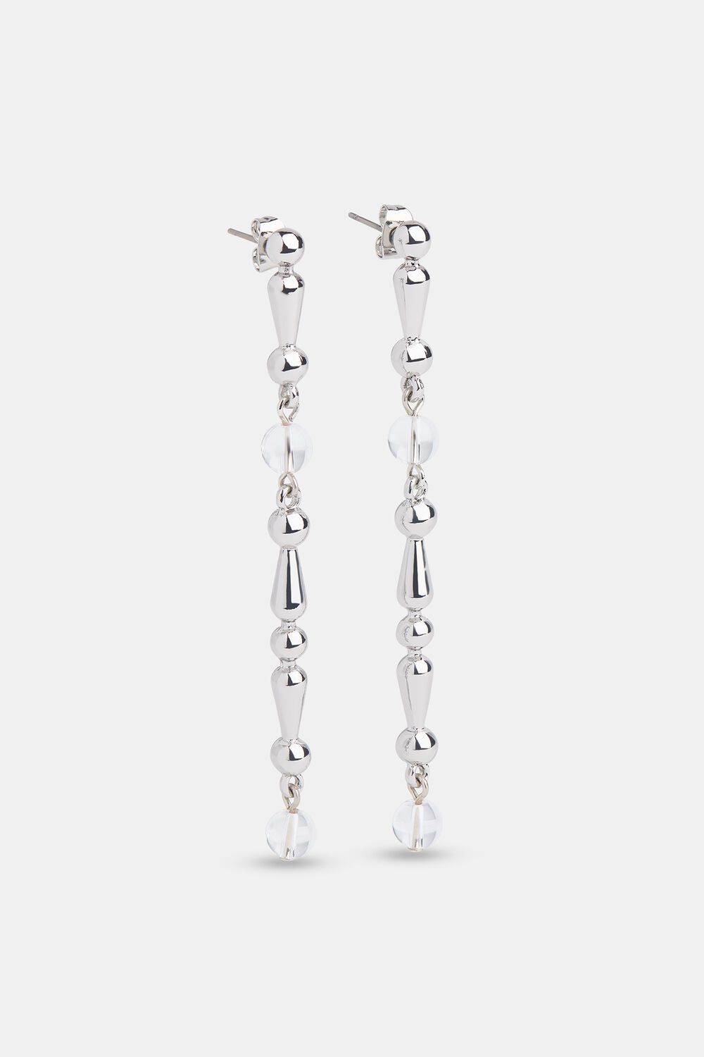 Silver Mixed Bead Drop Earring