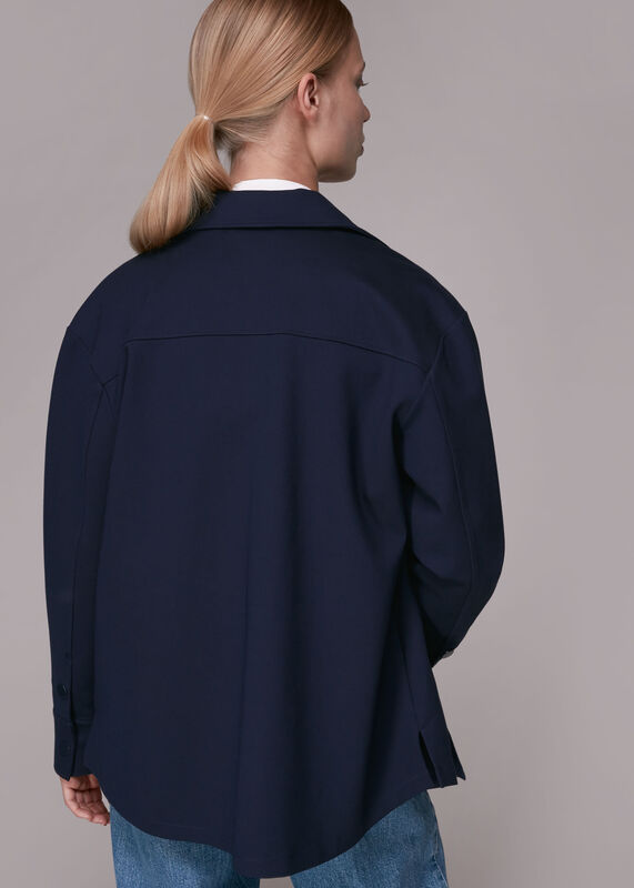 Navy Ponte Jersey Overshirt