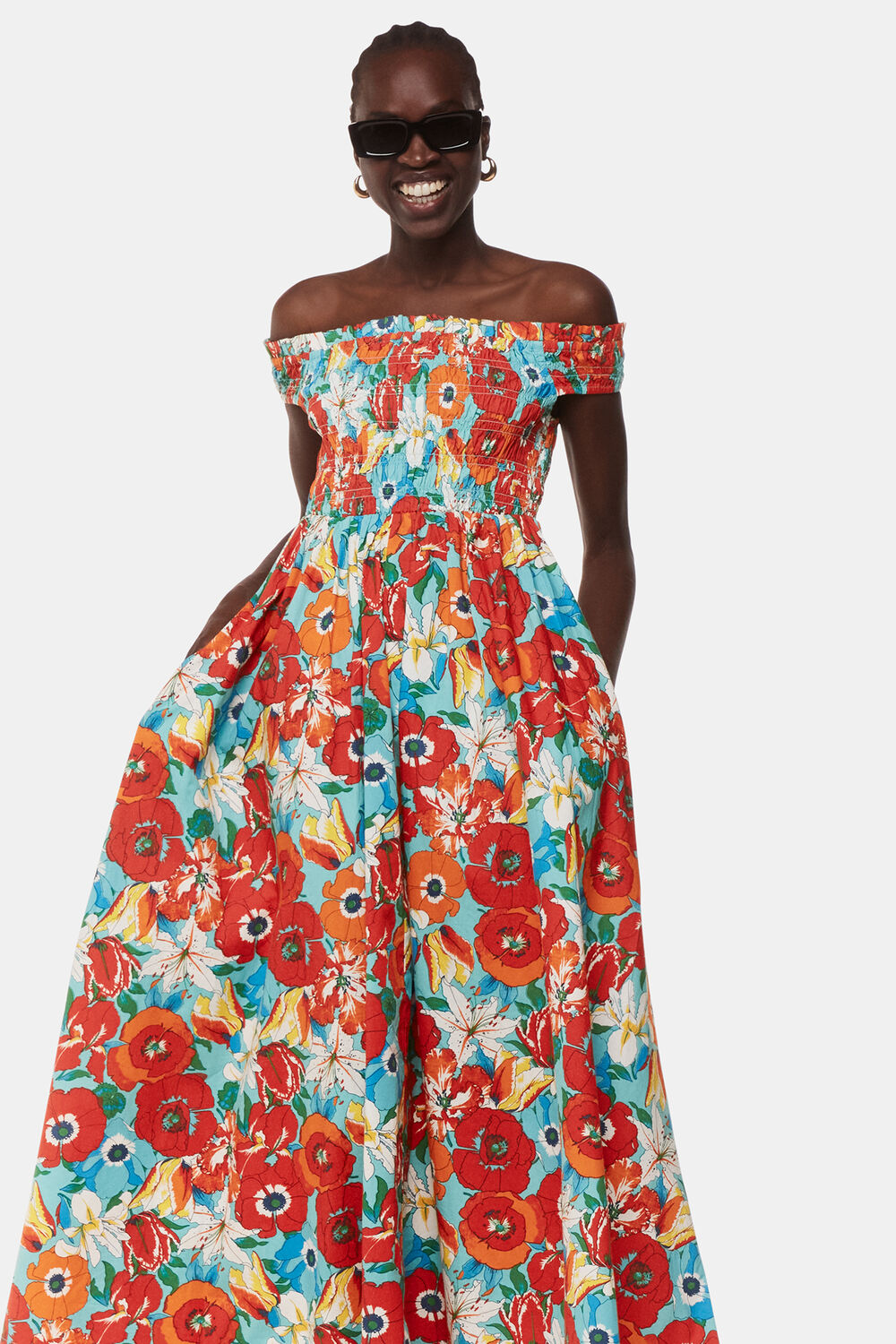 Multicolour Blossom Tulips Bardot Dress
