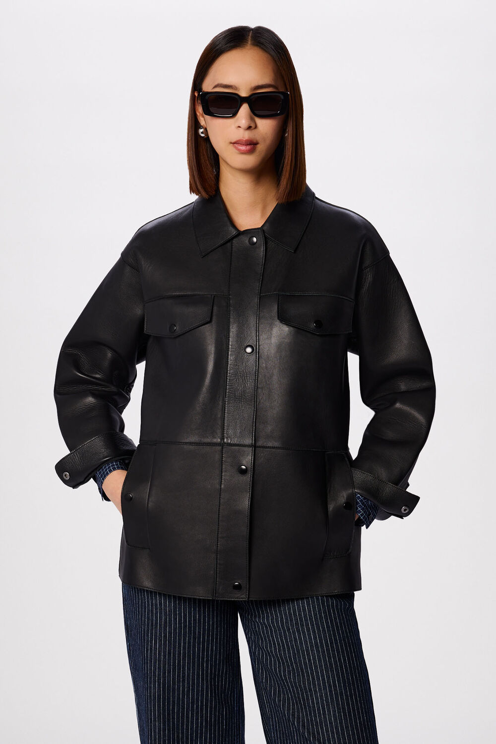 Black Clean Bonded Leather Jacket