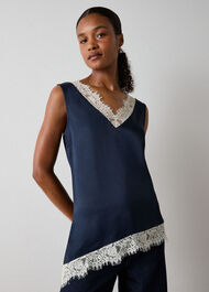 Lace Trim Satin Cami Top