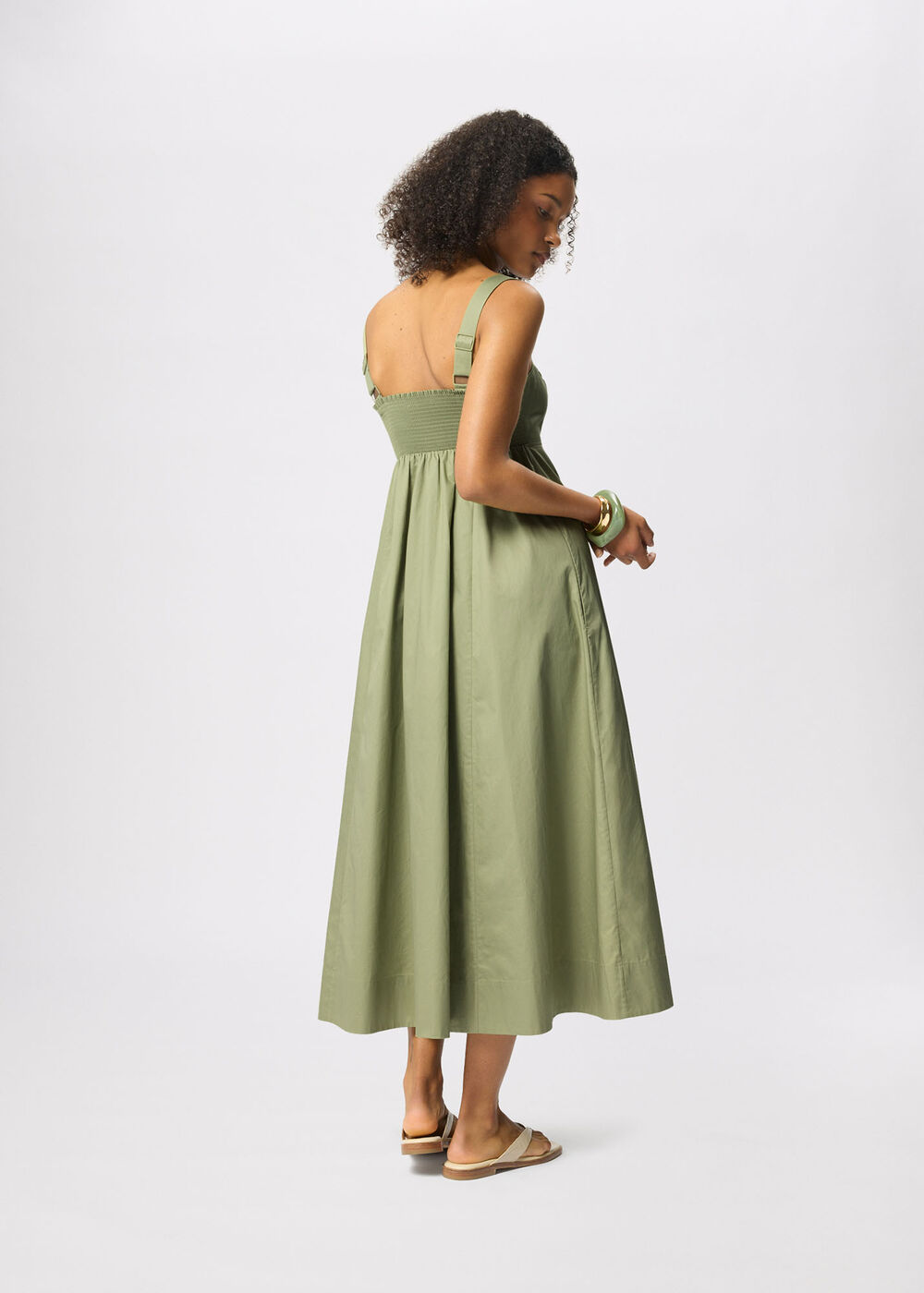 Cotton Midi Strappy Dress