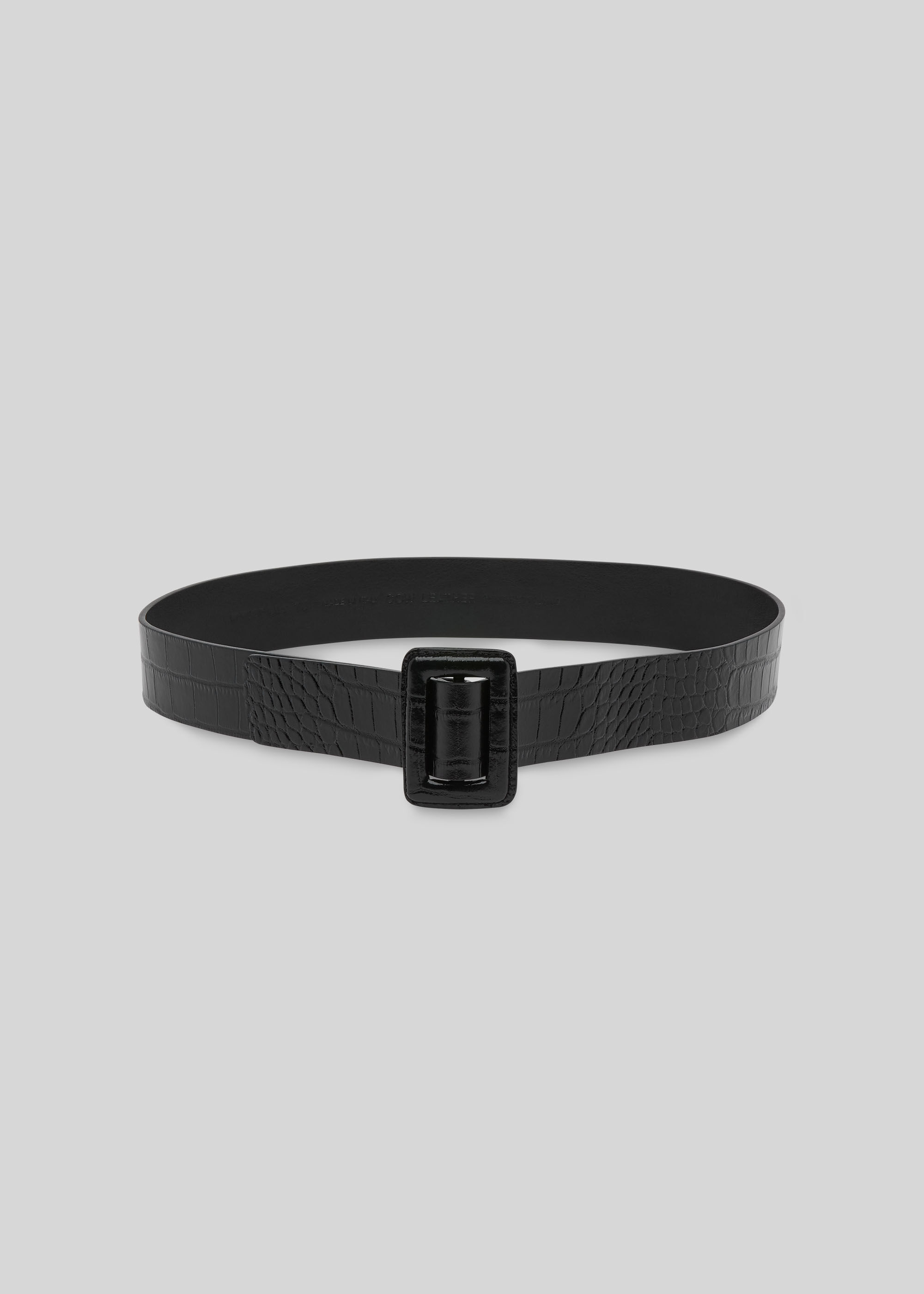Black Croc Leather Belt | WHISTLES 