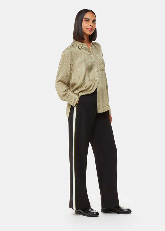 Khaki Jacquard Zig Zag Print Shirt