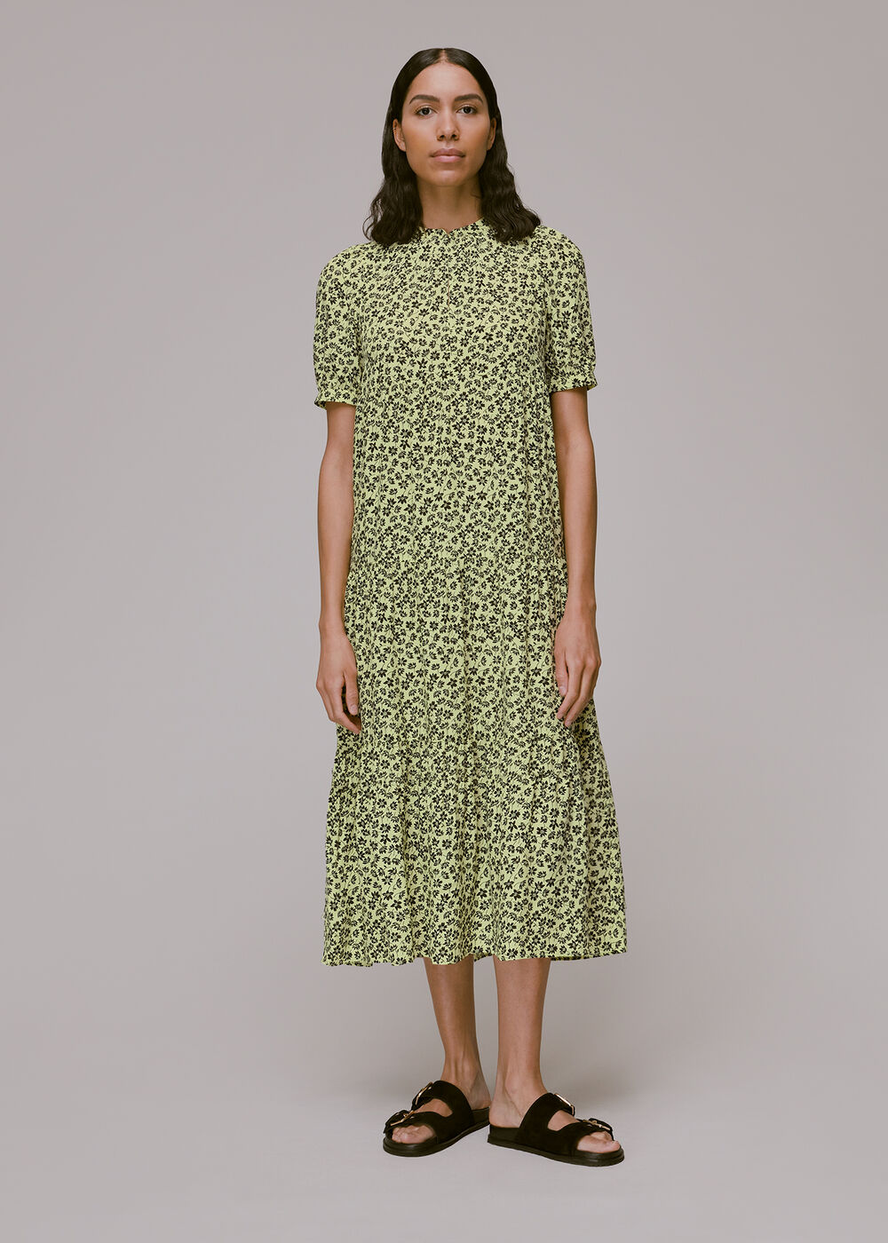 Yellow Buttercup Floral Trapeze Dress