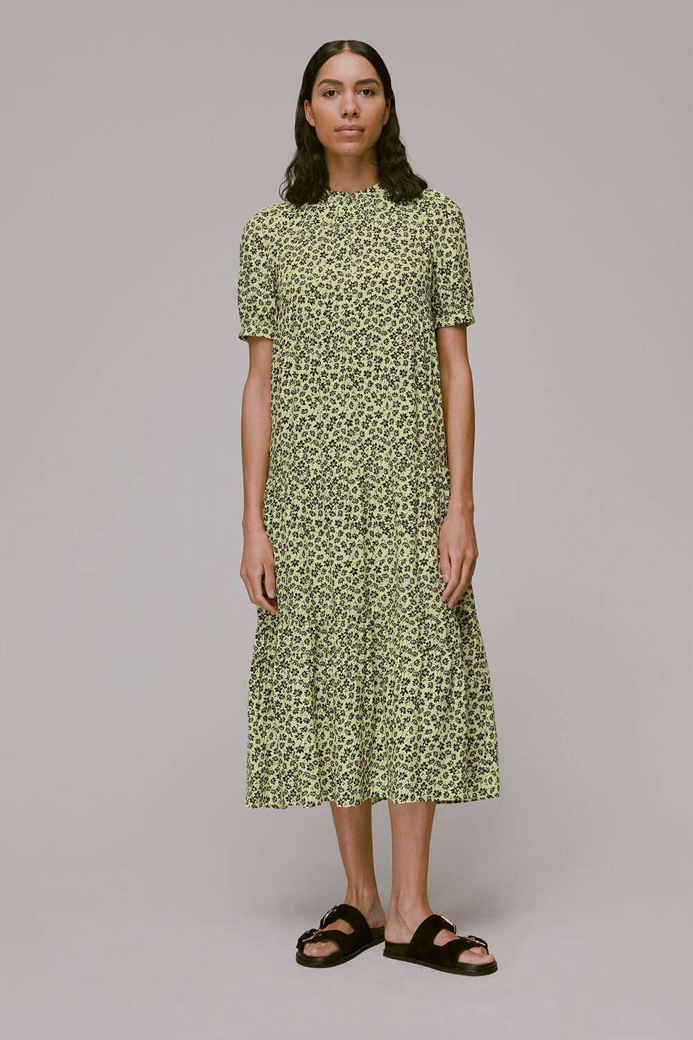 Yellow Buttercup Floral Trapeze Dress