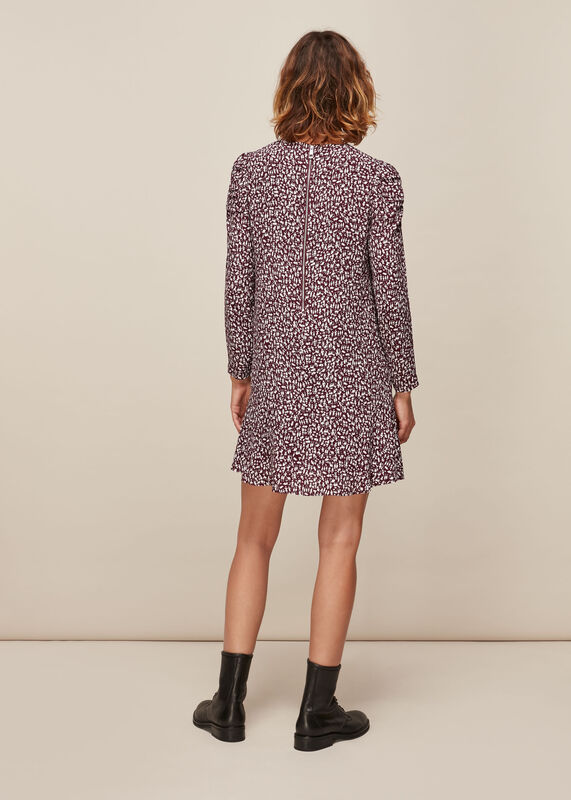 Burgundy People Print Georgina Dress