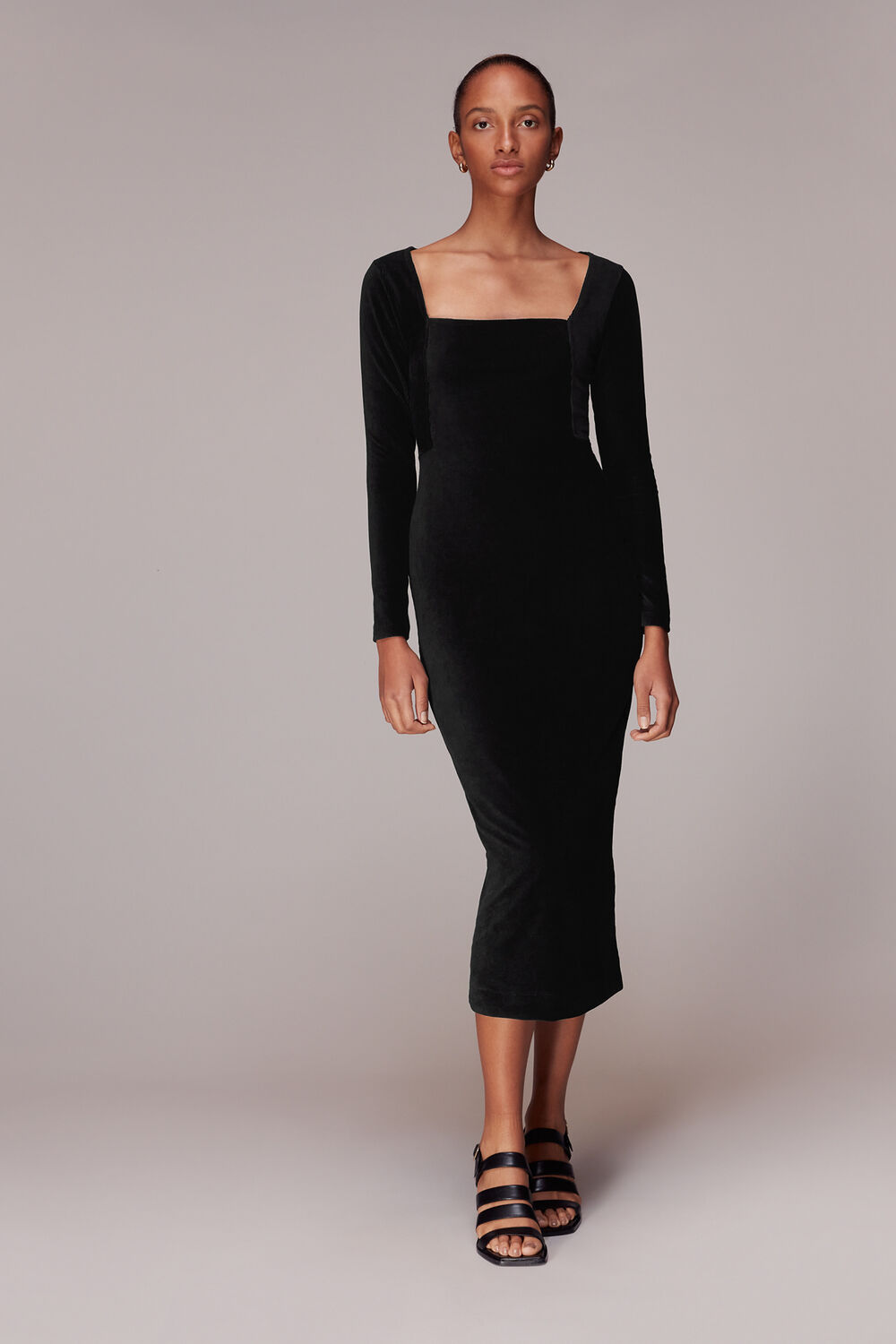 Jersey Velvet Midi Dress