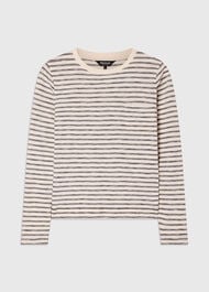 Stripe Crew Neck Pocket Top