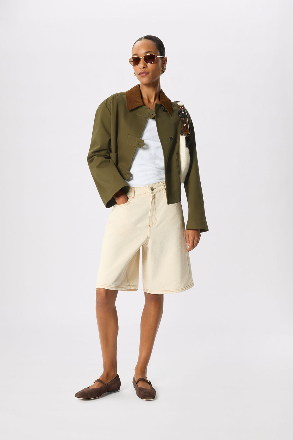 Khaki Corduroy Collar Jacket