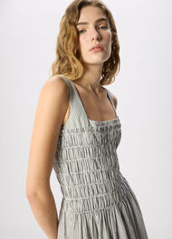 Seersucker Ruched Bodice Dress