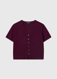 Short Sleeve Button Front Knit