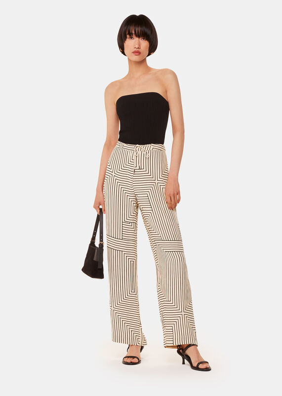 Ivory Angled Stripe Pants 