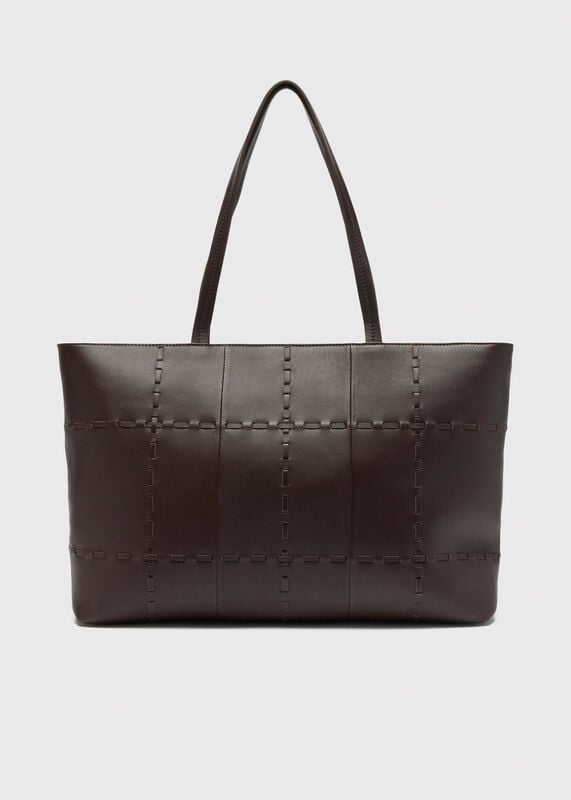 Chocolate Whipstitch Tote Bag