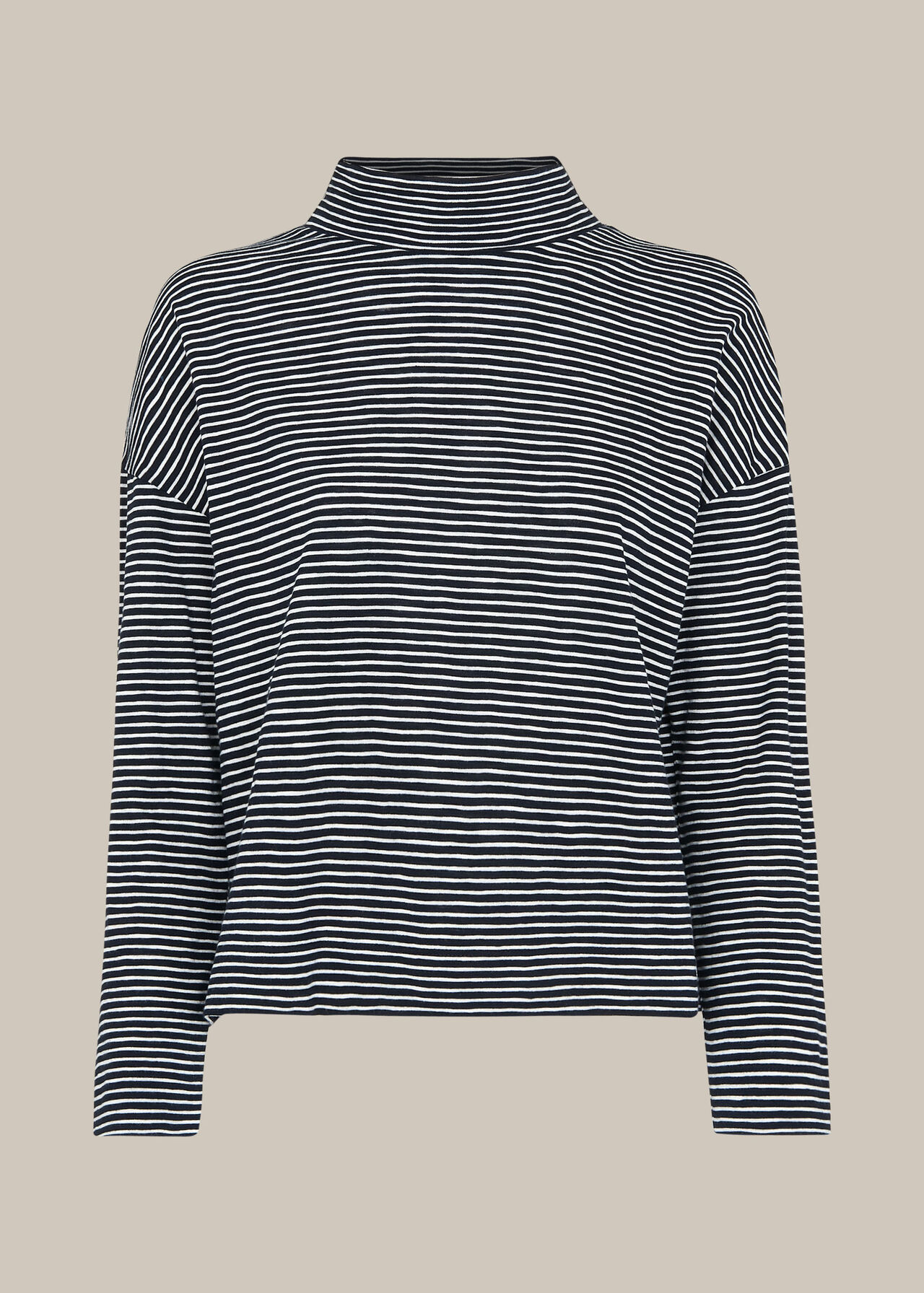Stripe High Neck Relaxed Top