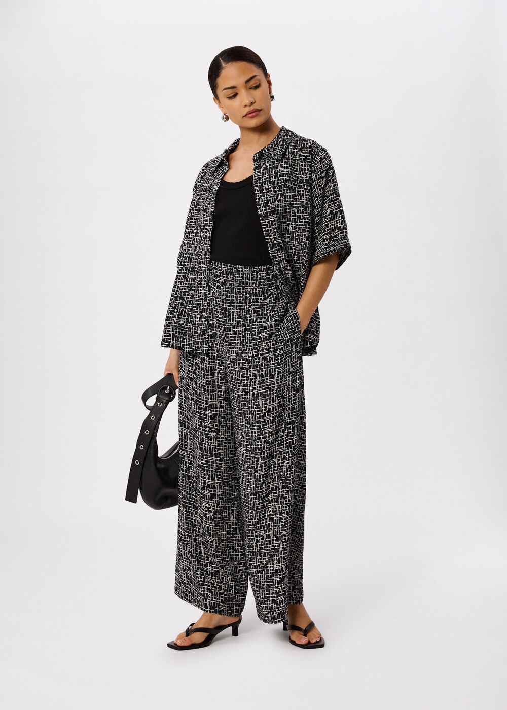 Petite Woven Grid Crop Trouser