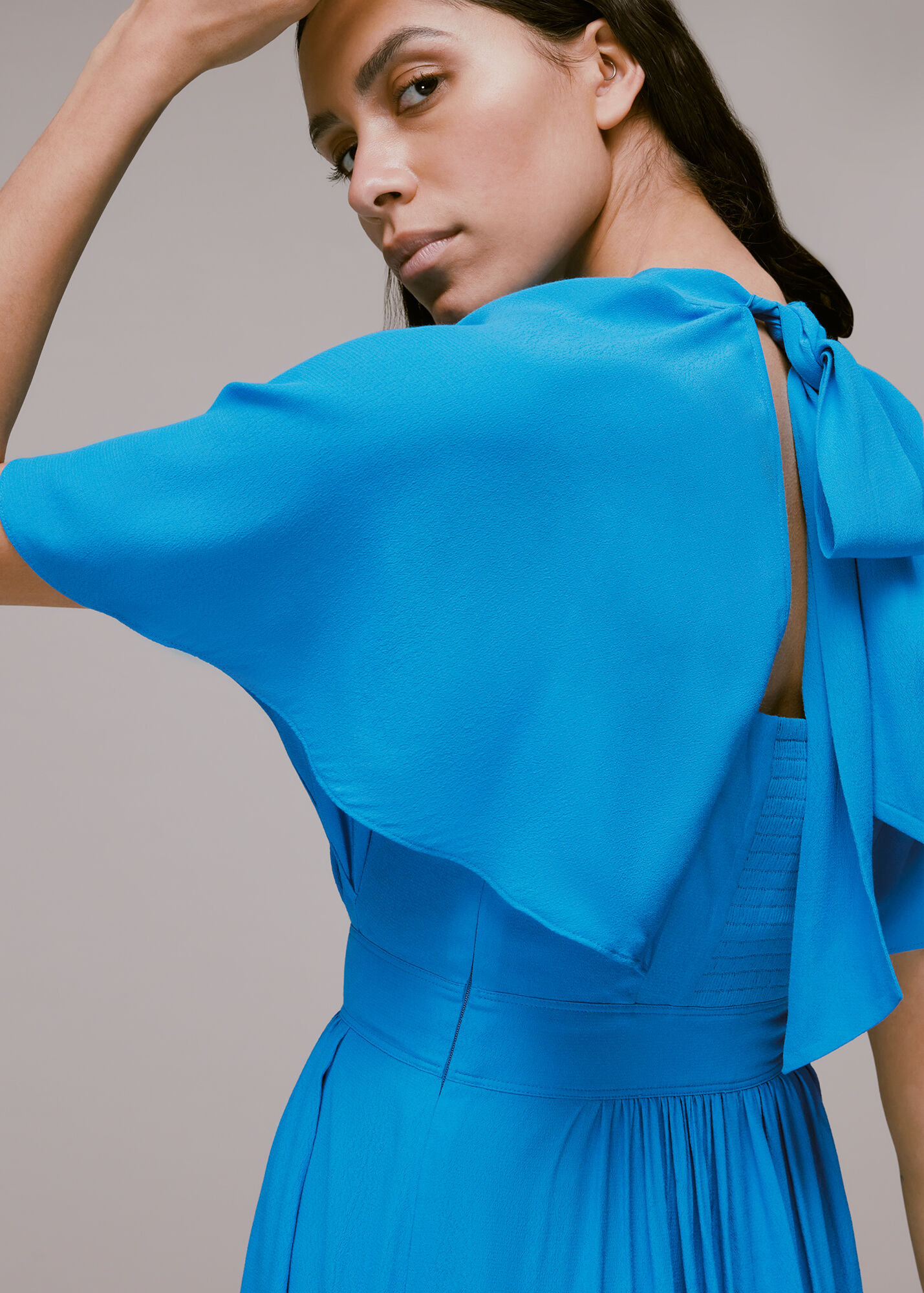 Blue Amelia Cape Sleeve Dress WHISTLES