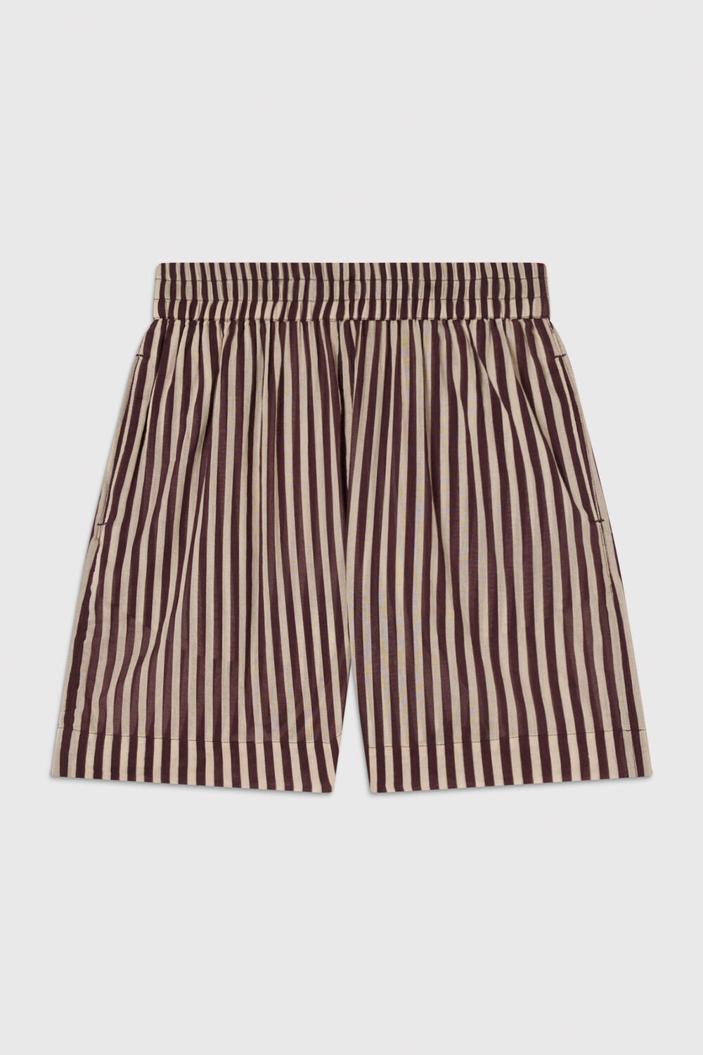 Burgundy Stripe Beach Shorts