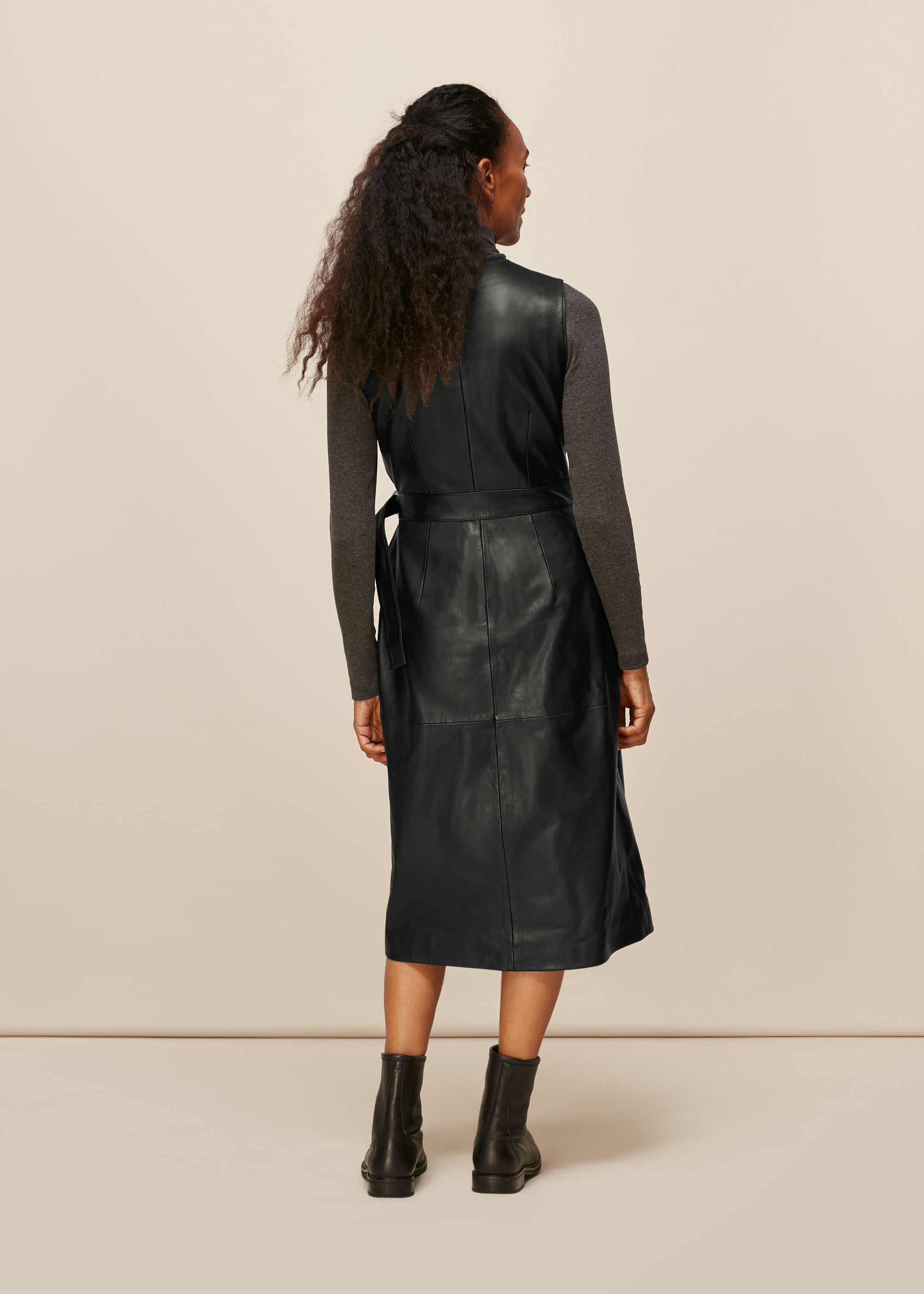 Black Leather Shift Dress | WHISTLES |