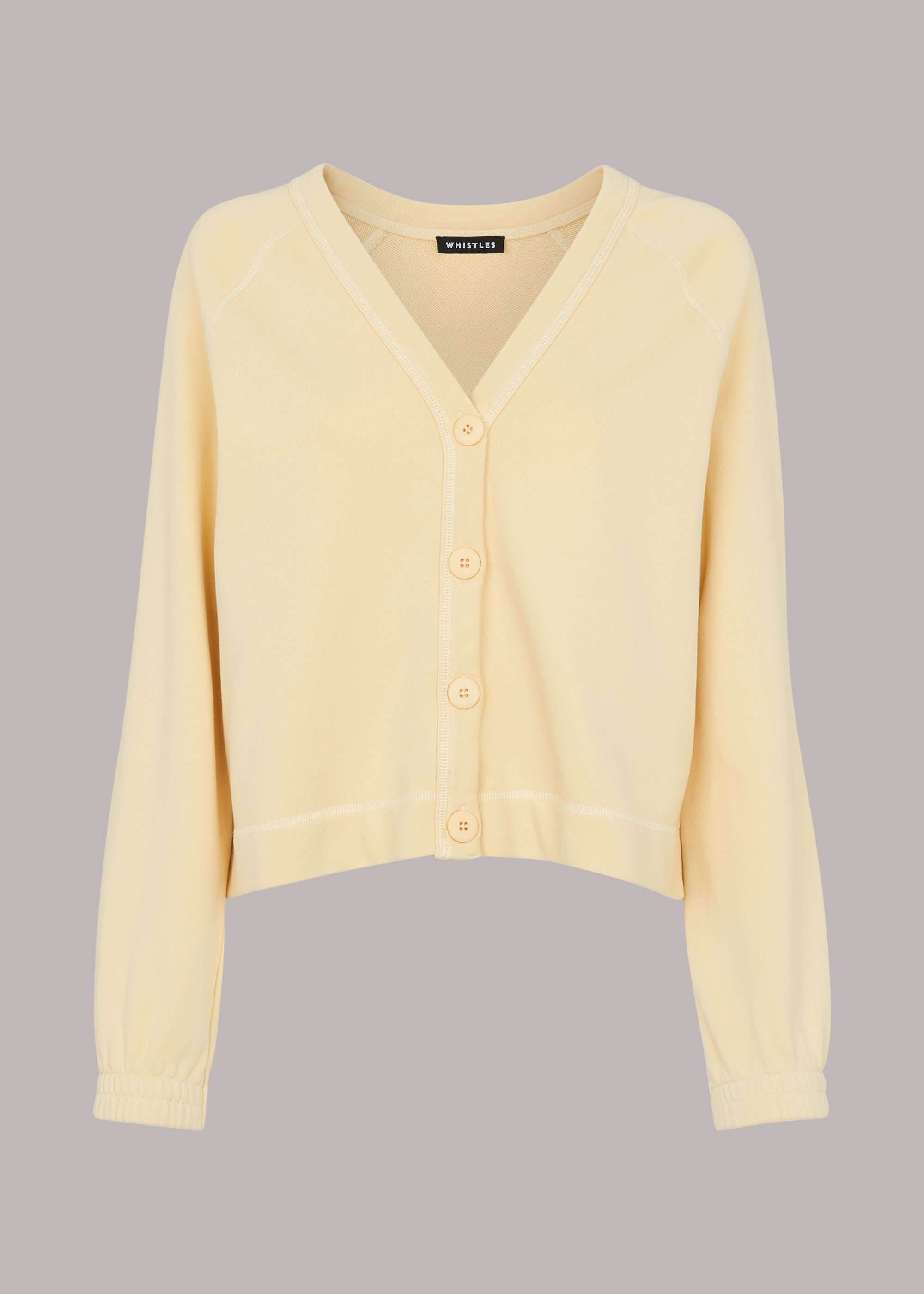 〜00's Sweat Cardigan Pale Yellow Sweat Cardigan | WHISTLES | Whistles US |