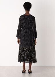 Metallic Dobby Ruffle Dress