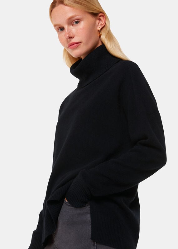 Black Cashmere Turtleneck Sweater